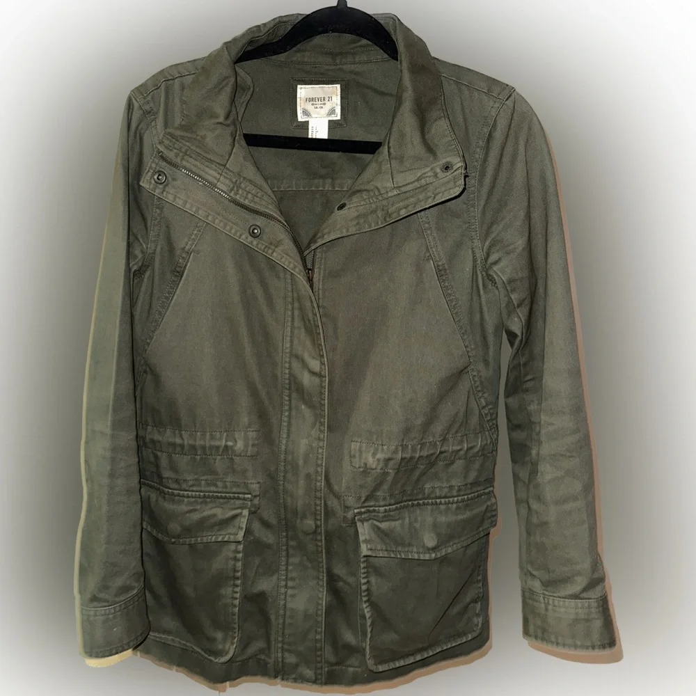 Forever 21 Olive Jacket Size S - Picture 2 of 14
